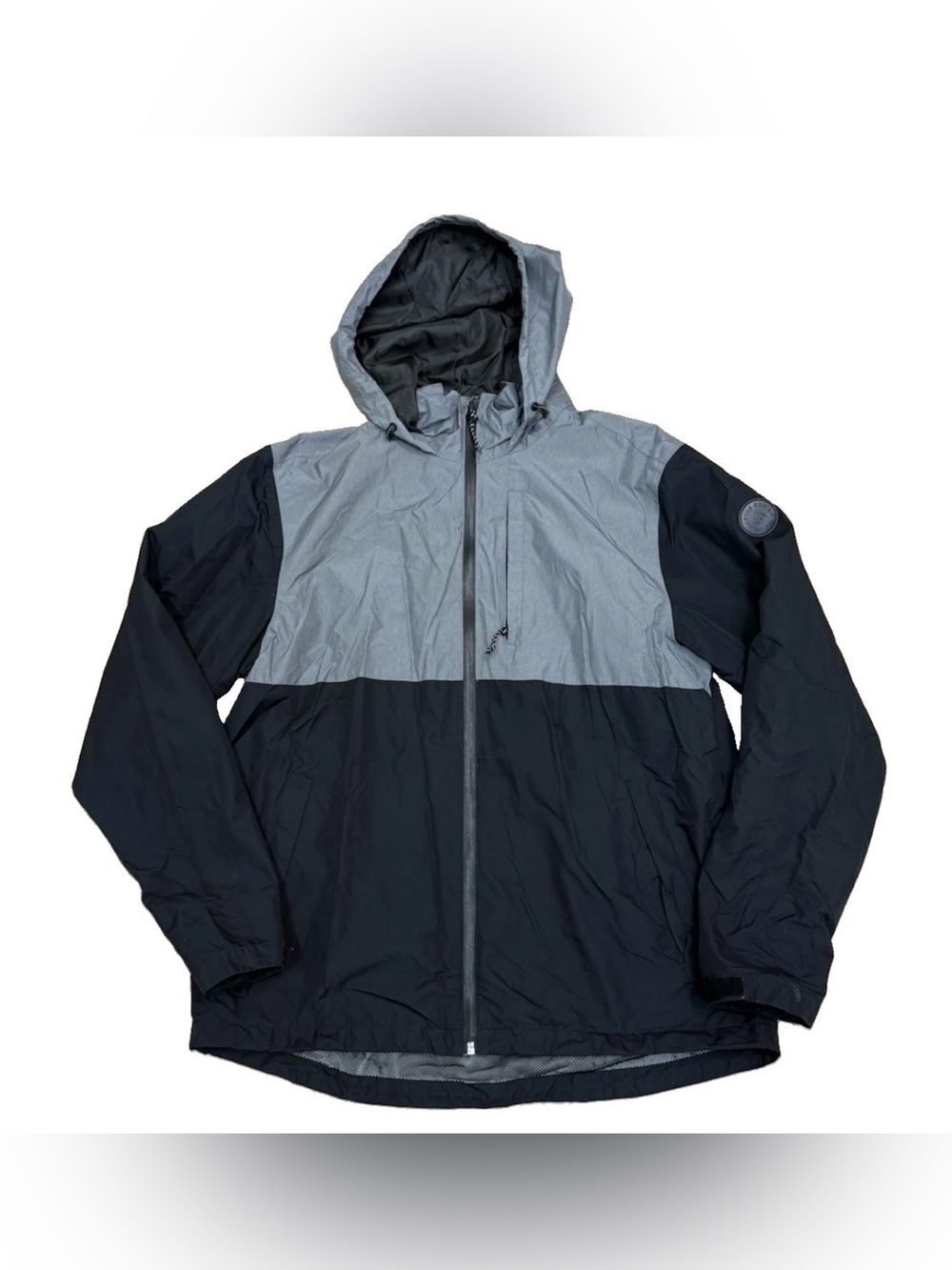 Alpine Design Two-Tone Hooded Windbreaker Jacket - Black & Gray